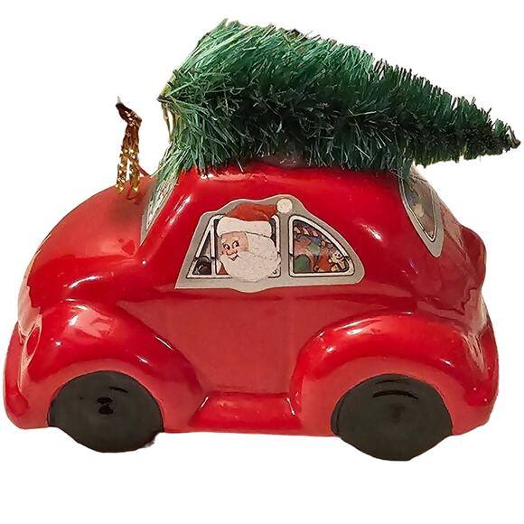 Vintage Giftco Santa’s Volkswagen w Tree Hanging Christmas Ornament (Gg203) - Picture 7 of 10